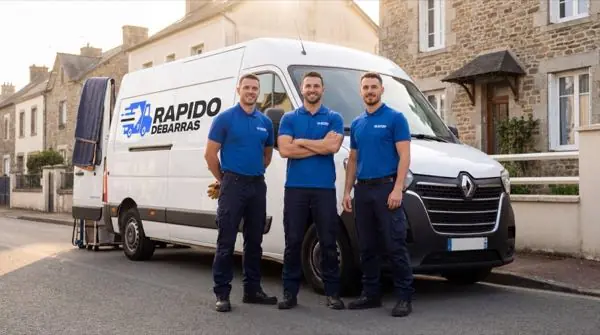 L'équipe Rapido Débarras devant le camion